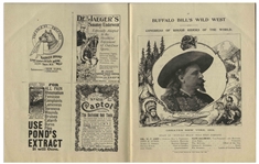 1898 Program for ''Buffalo Bill's Wild West'' Show -- Featuring Buffalo Bill Cody ''sharpshooting at full speed'', a Reenactment of the Battle of Little Bighorn, Russian Cossacks & Indian Attacks